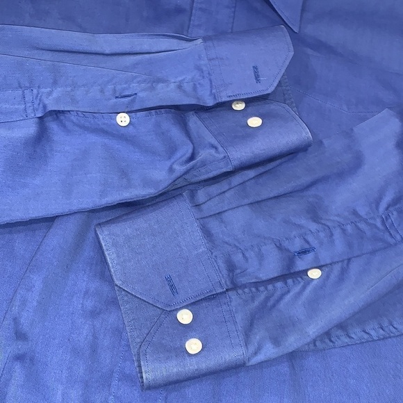 HUGO Boss Big & Tall Blue Long Sleeve Button Down Cotton Dress Shirt size 41/16 - Picture 9 of 13